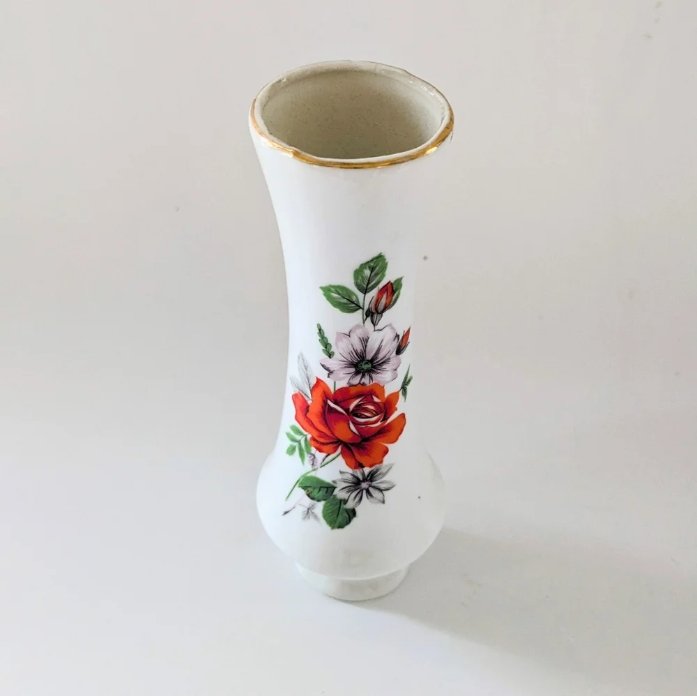 Vintage Floral Porcelain Bud Vase 7
